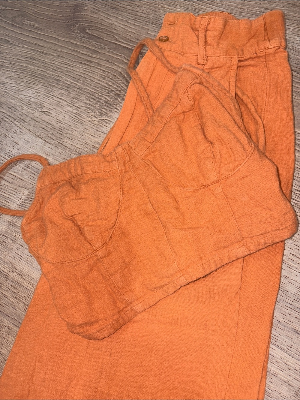 Billabong Rust Orange Cropped Top and High Waisted Pants Matching set